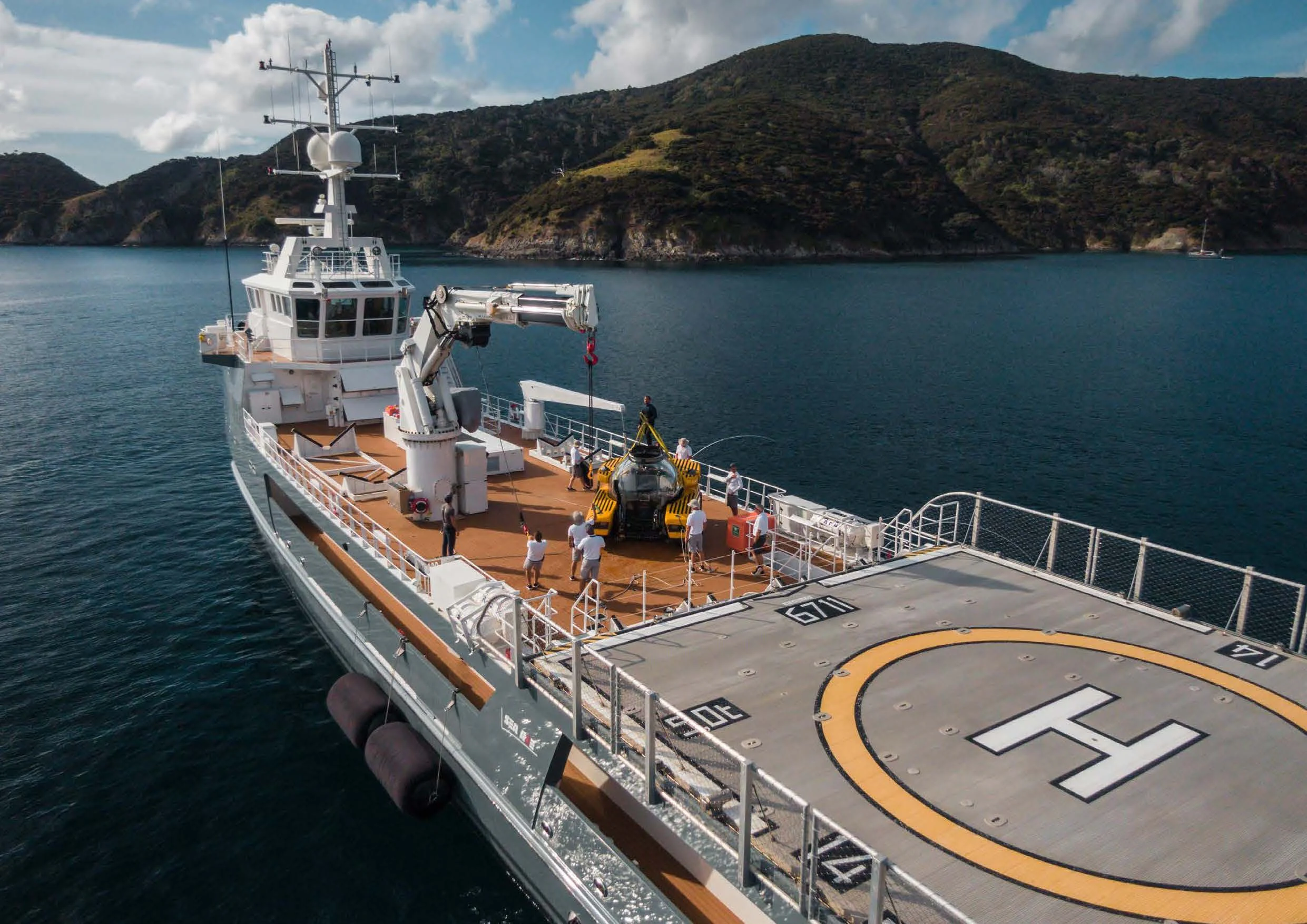 a large ship on the water aboard KALM Yacht for Sale