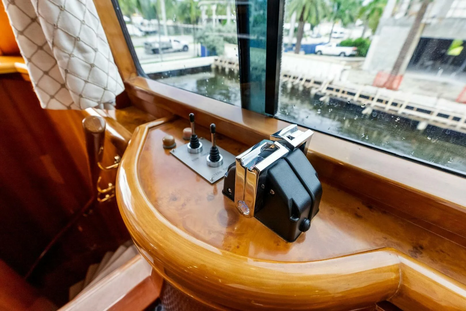 a device on a table aboard TORTUGA Yacht for Sale