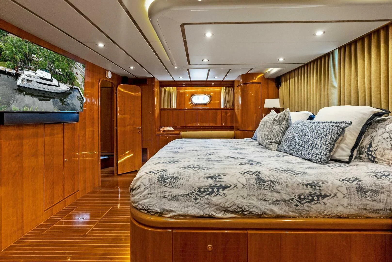 a bed in a cabin aboard TORTUGA Yacht for Sale
