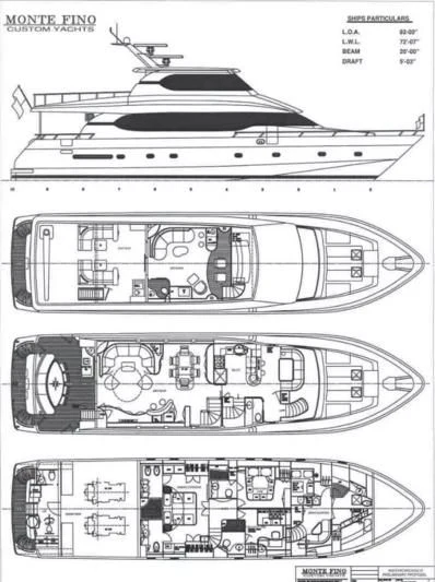 diagram, engineering drawing aboard TORTUGA Yacht for Sale