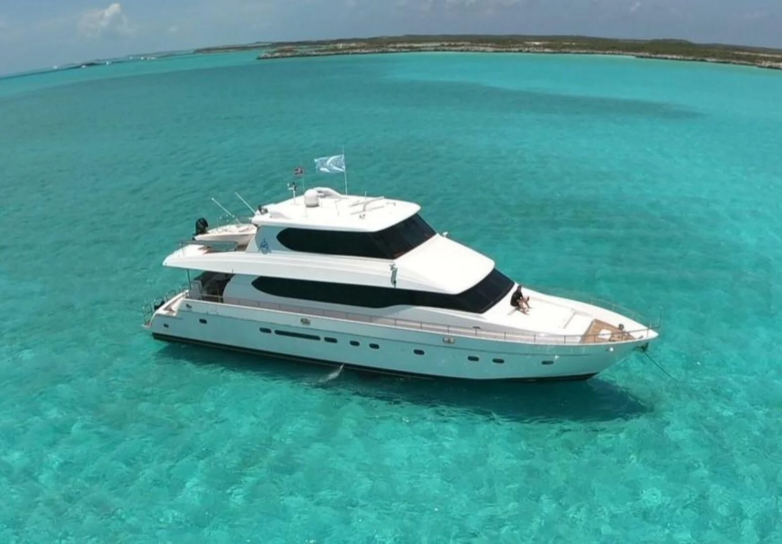 a boat in the water aboard TORTUGA Yacht for Sale