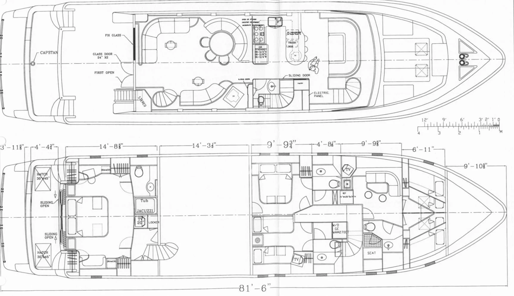diagram, engineering drawing aboard TORTUGA Yacht for Sale
