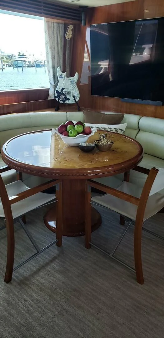 a table with apples on it aboard TORTUGA Yacht for Sale