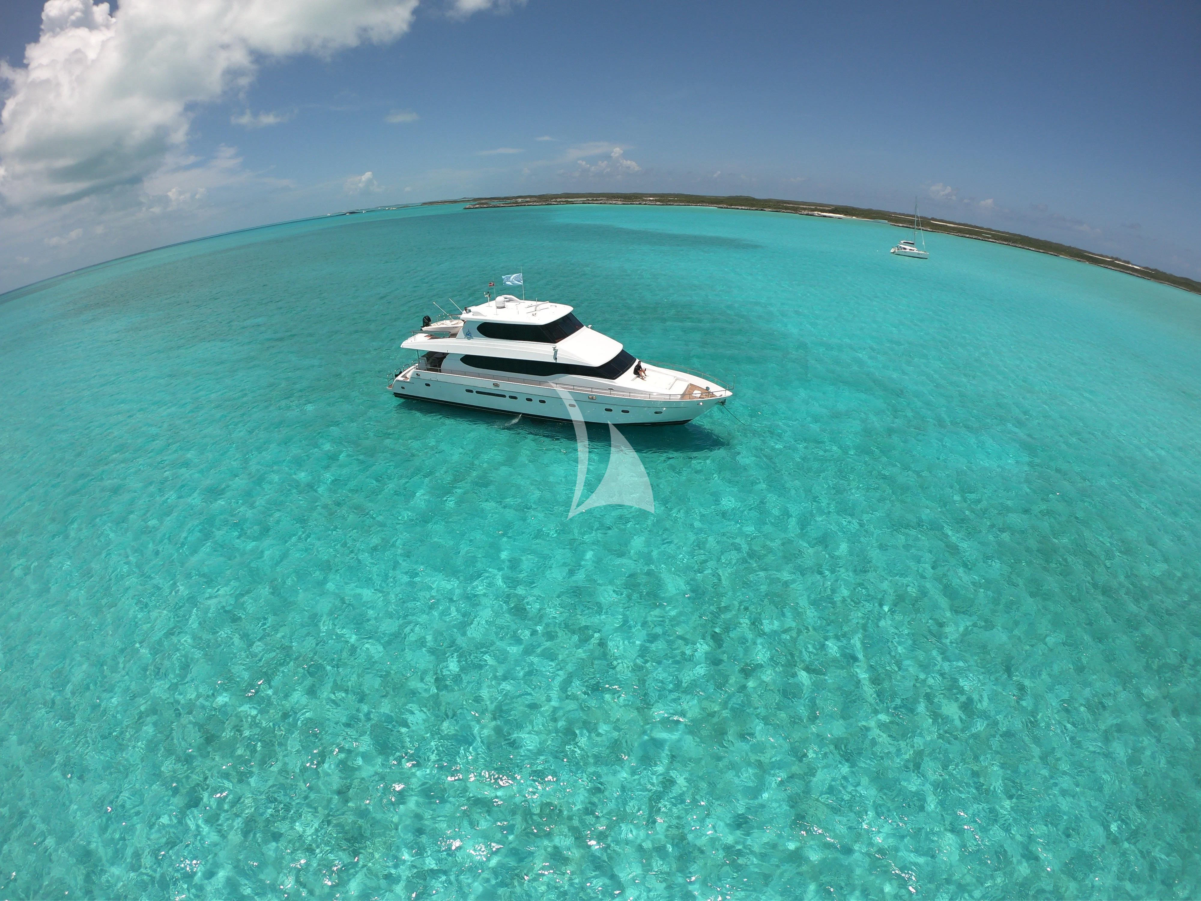 a boat in the water aboard TORTUGA Yacht for Sale