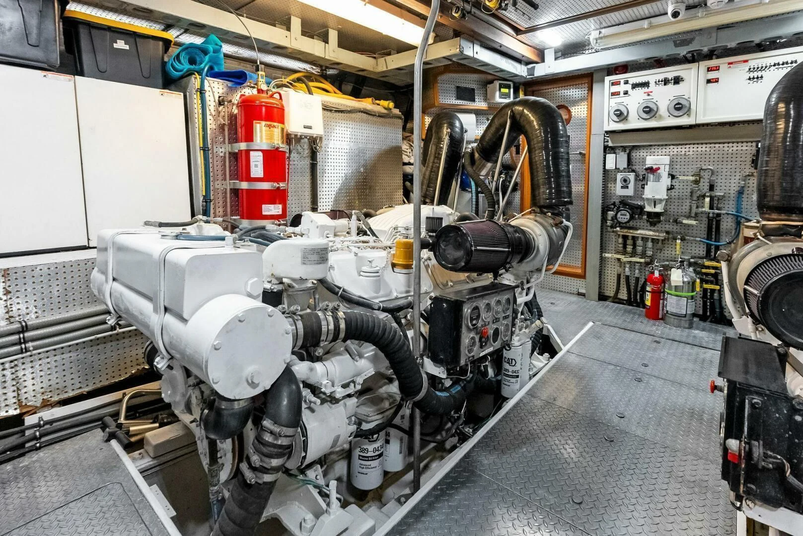 a machine in a factory aboard TORTUGA Yacht for Sale