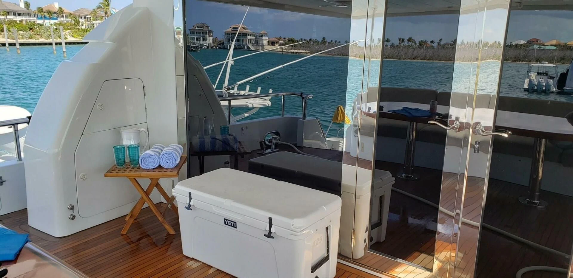 a boat on the water aboard TORTUGA Yacht for Sale