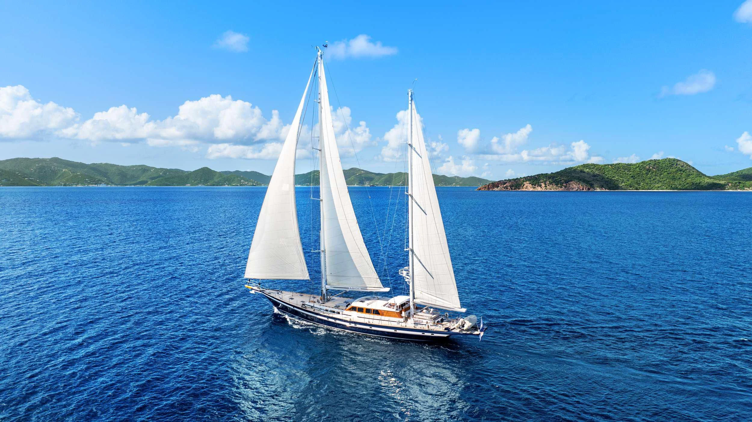 a sailboat on the water aboard ABIDE Yacht for Sale