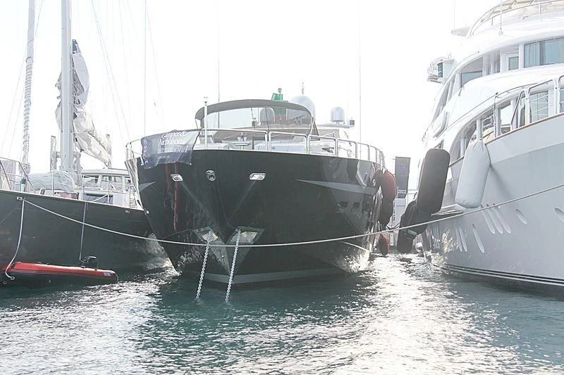 a boat docked at a pier aboard BAGHEERA Yacht for Sale