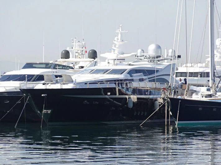 a group of boats are parked in the water aboard BAGHEERA Yacht for Sale