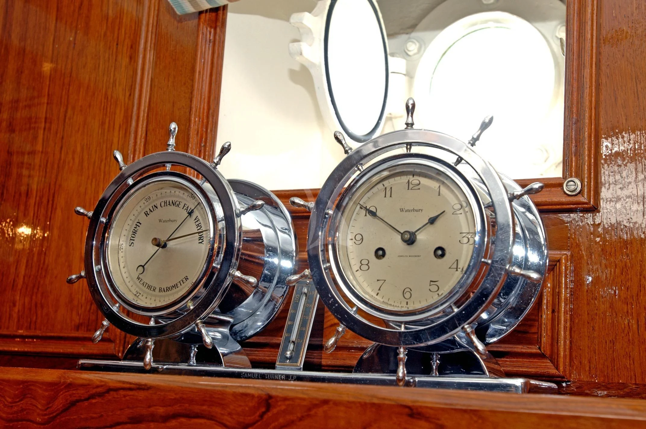 a couple of watches on a shelf aboard HALCYON Yacht for Sale