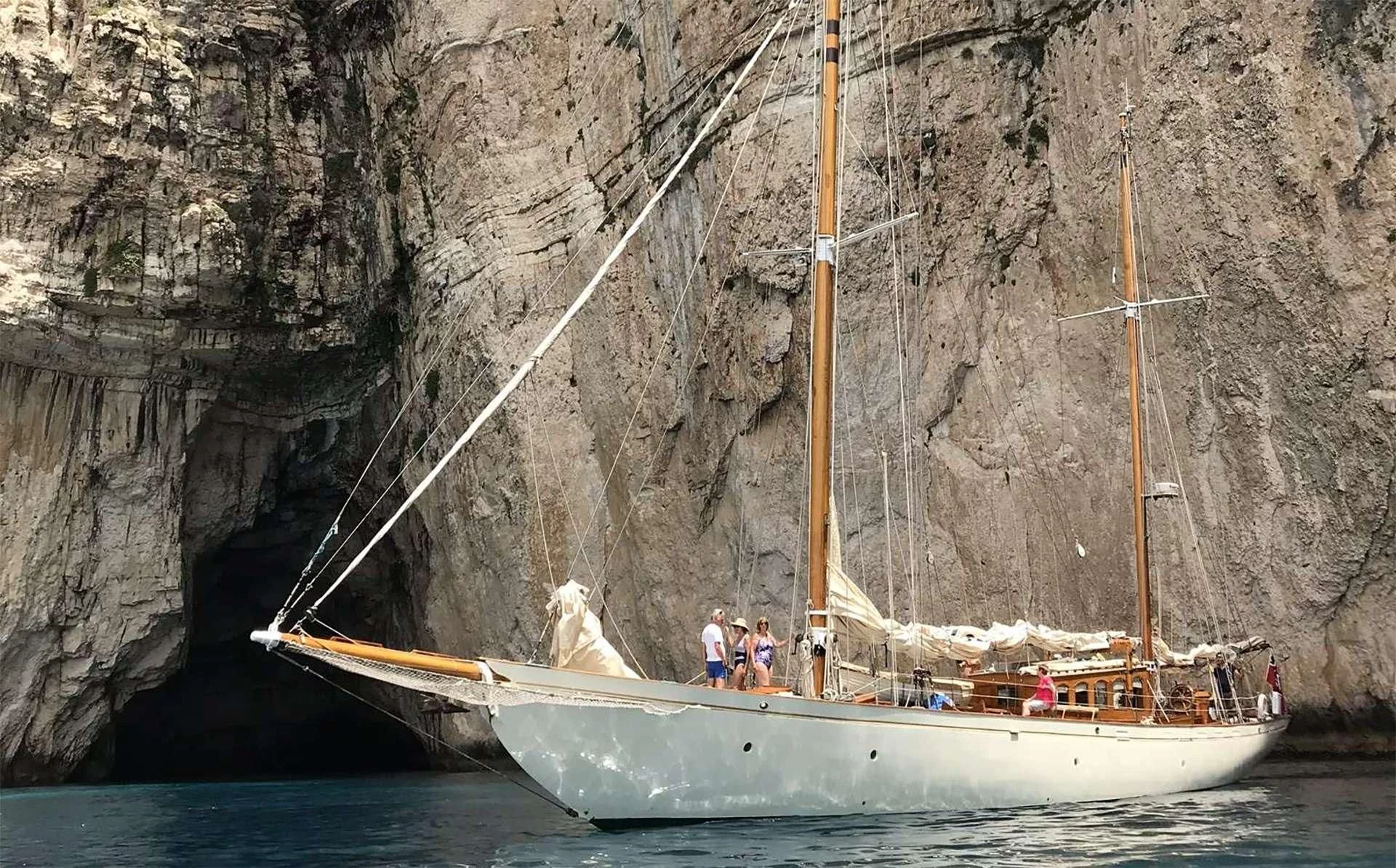 a sailboat in the water aboard HALCYON Yacht for Sale