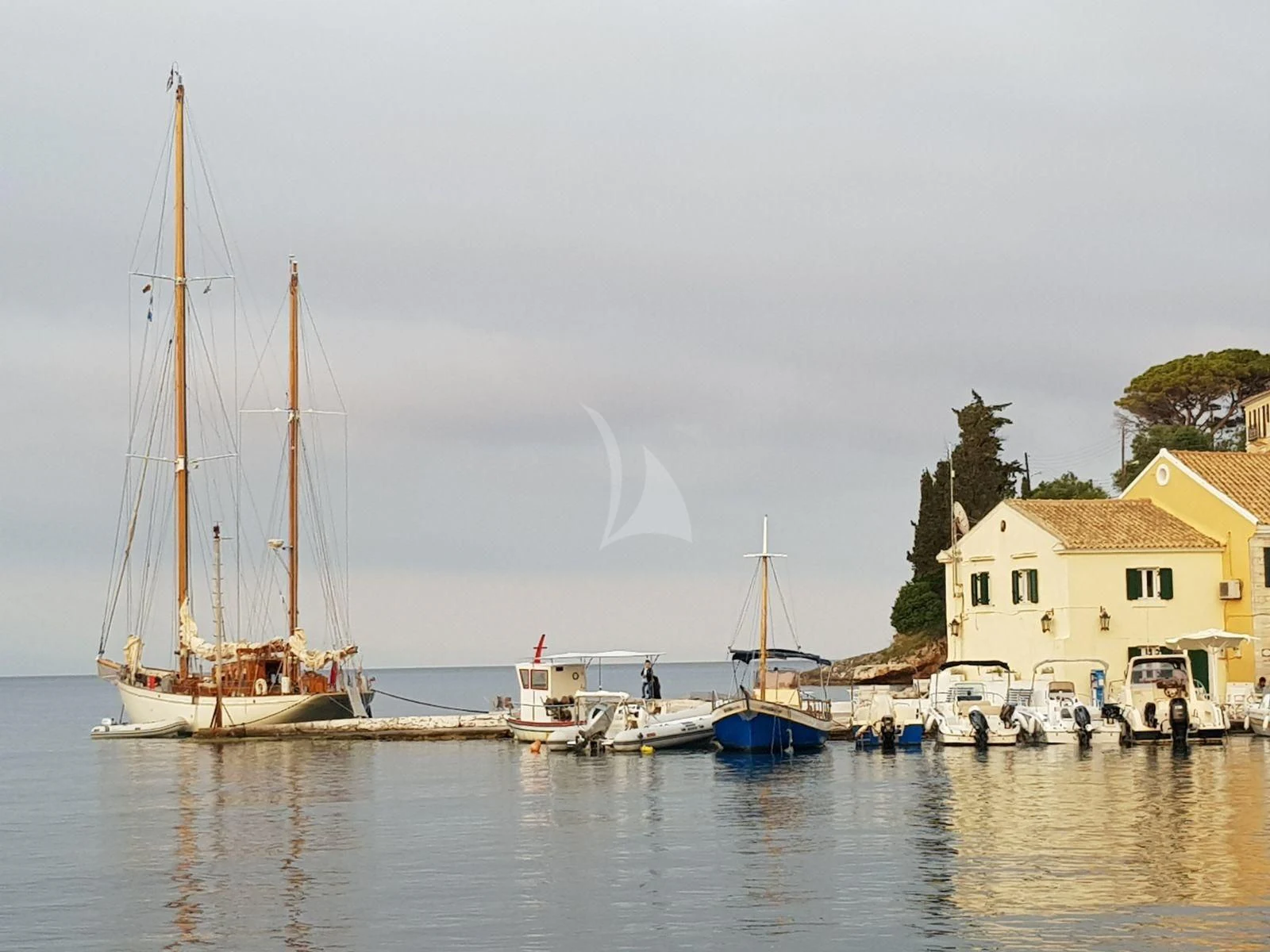 boats in a harbor aboard HALCYON Yacht for Sale