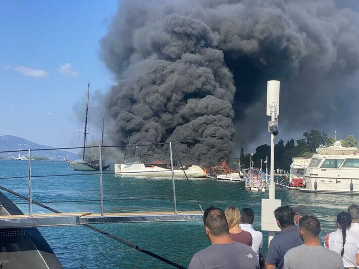 a large explosion in the water aboard HALCYON Yacht for Sale
