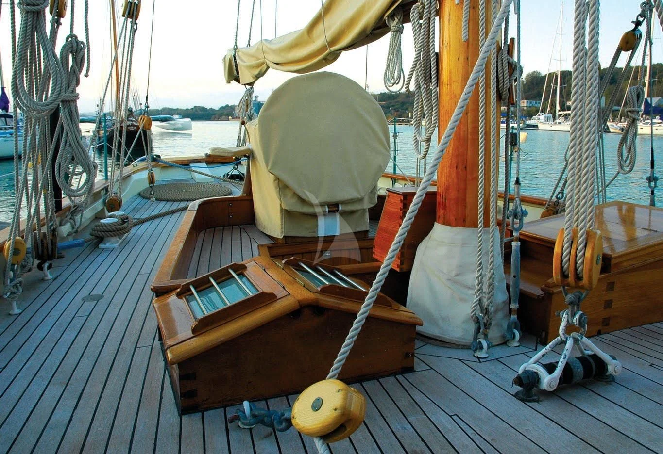 a boat on a deck aboard HALCYON Yacht for Sale