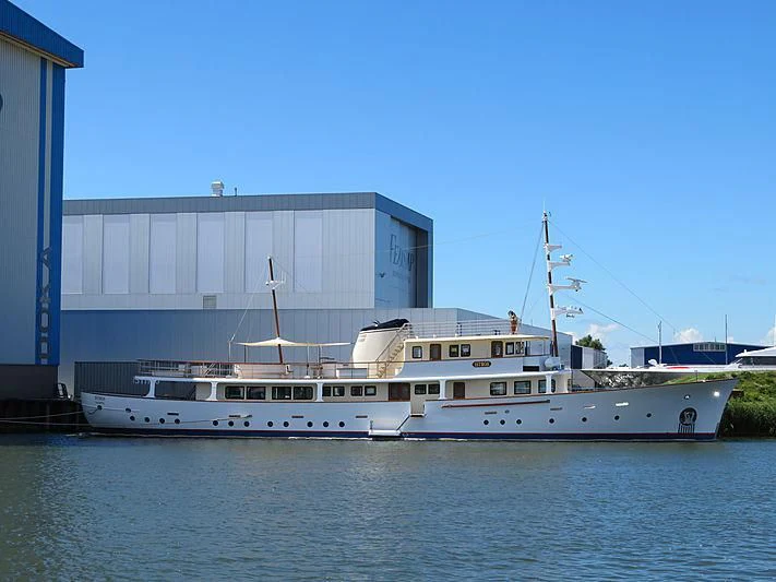 a large white boat aboard ISTROS Yacht for Sale