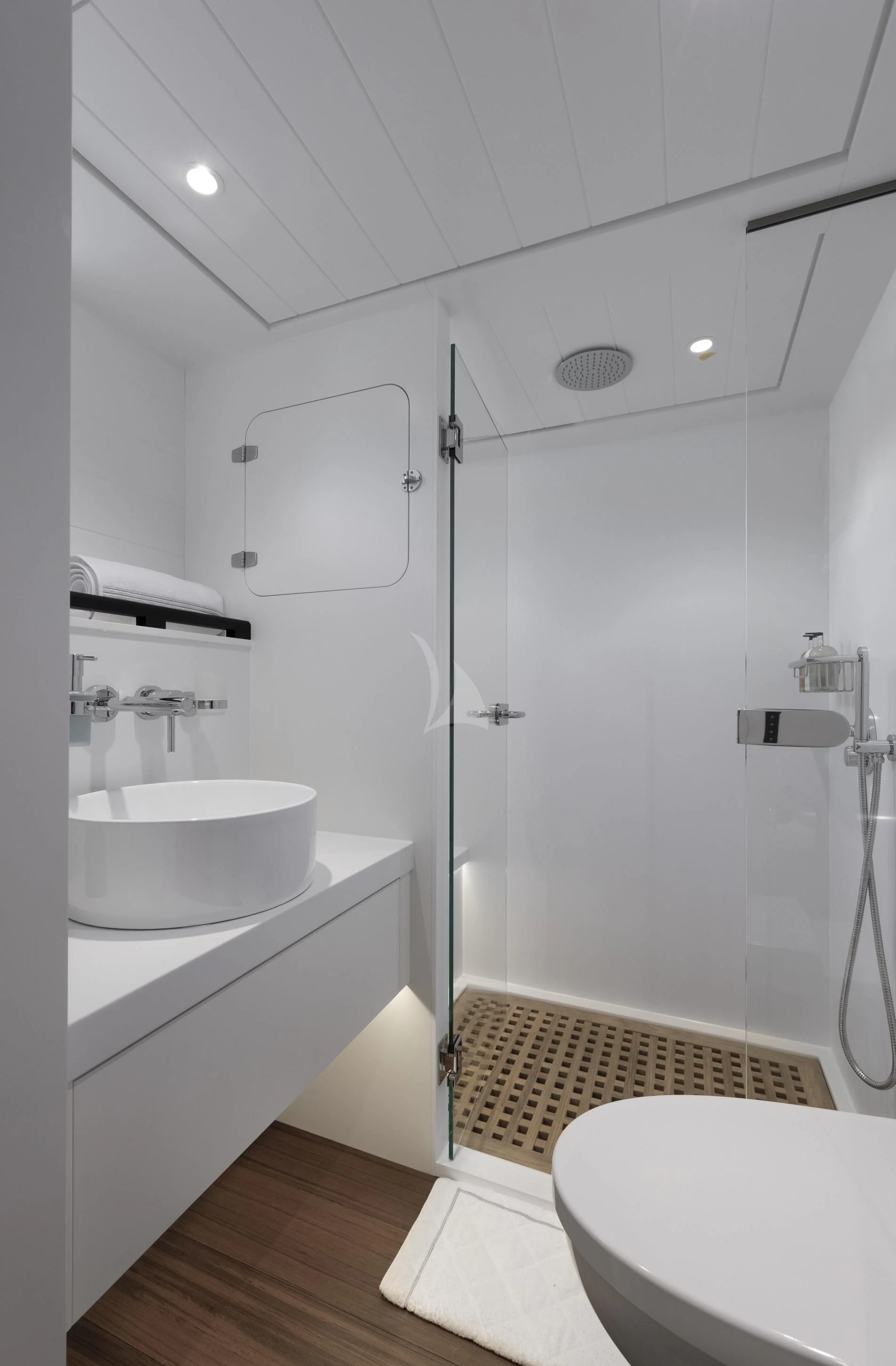 a bathroom with a sink and a toilet aboard ISTROS Yacht for Sale