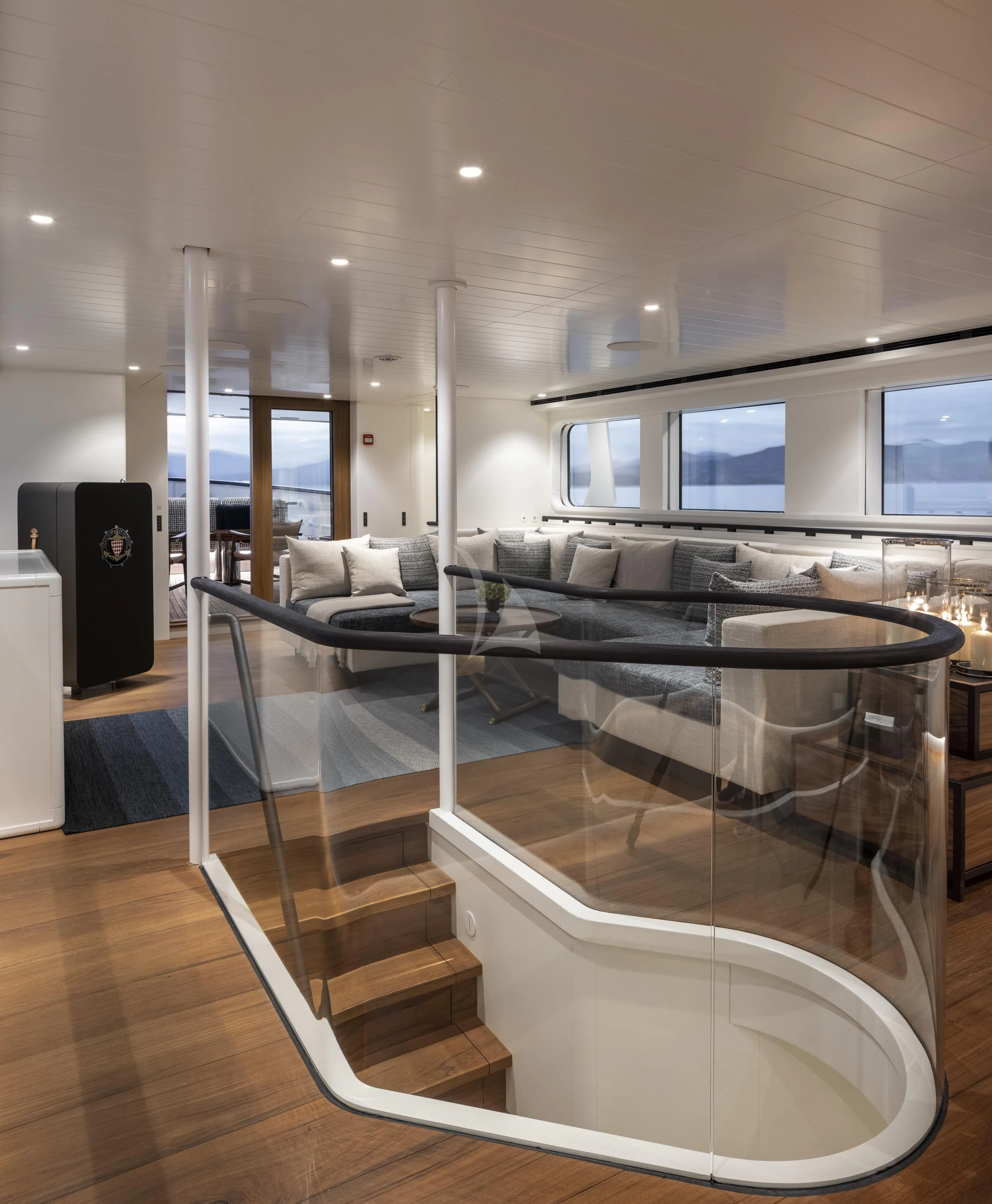 a large bed in a room aboard ISTROS Yacht for Sale
