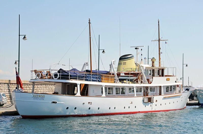a large boat in the water aboard ISTROS Yacht for Sale