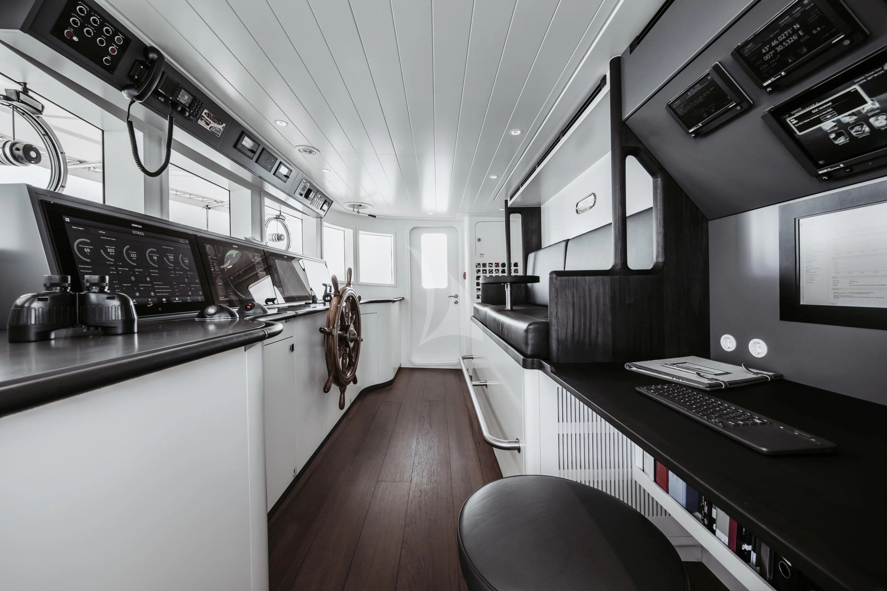 a room with a desk and a computer aboard ISTROS Yacht for Sale