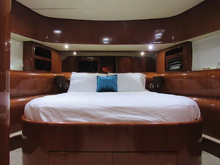 a bed in a room aboard ENDERA Yacht for Sale
