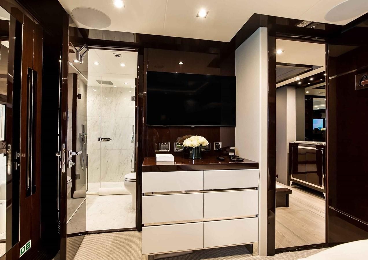 a room with a counter and cabinets aboard CAPTAIN MORGAN III Yacht for Sale