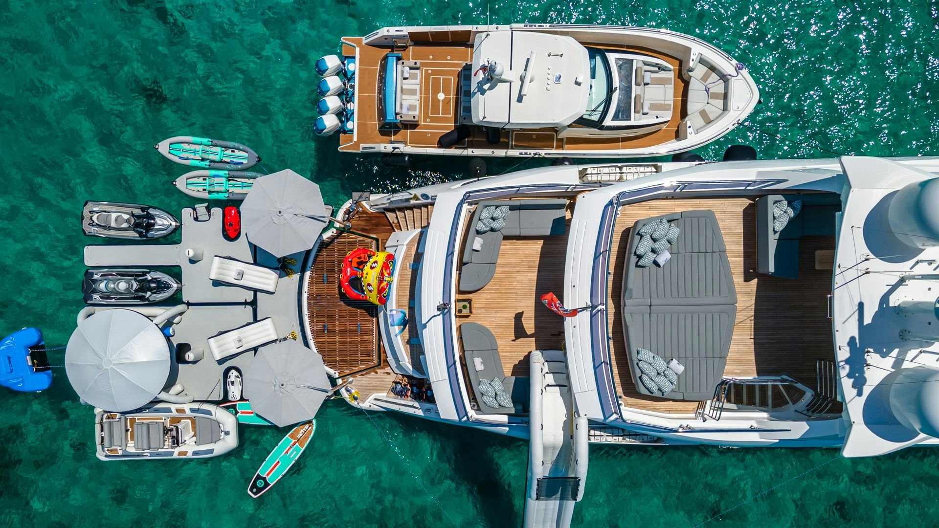 a high angle view of a ship aboard CAPTAIN MORGAN III Yacht for Sale