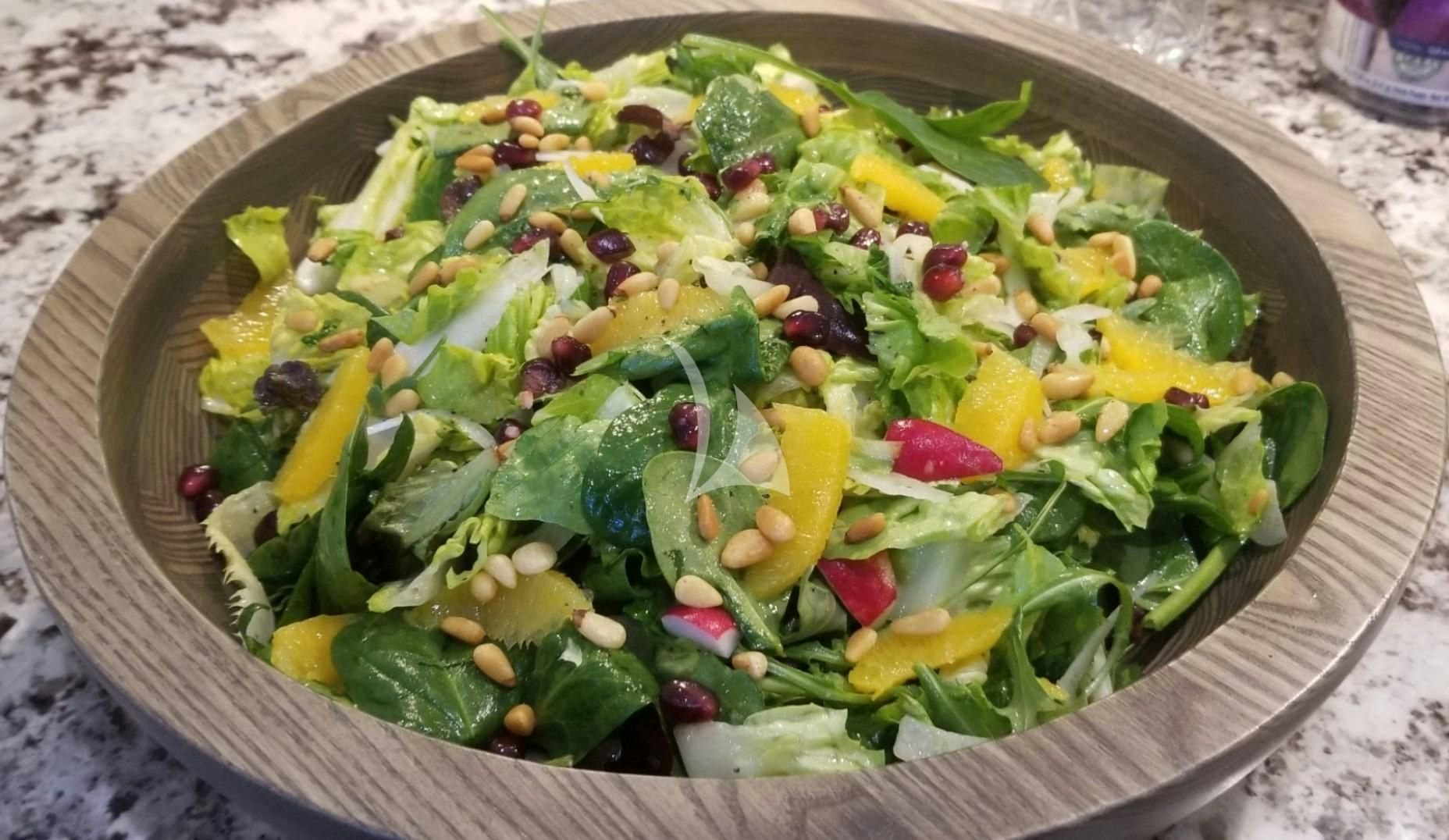 a plate of salad aboard CAPTAIN MORGAN III Yacht for Sale