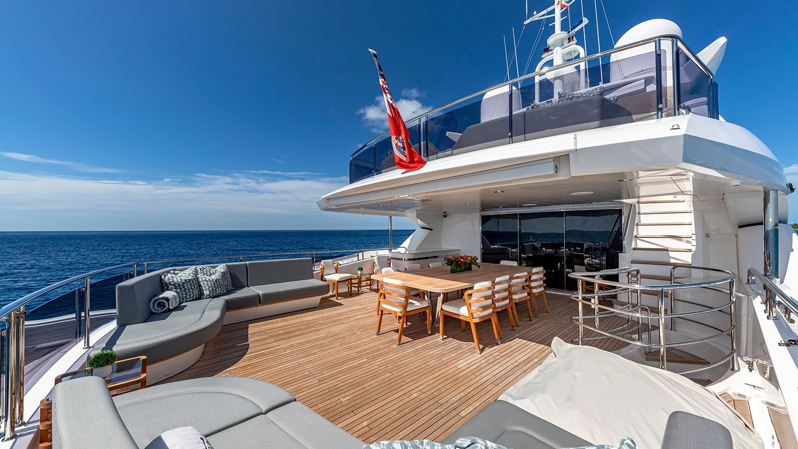 a boat on a deck aboard CAPTAIN MORGAN III Yacht for Sale