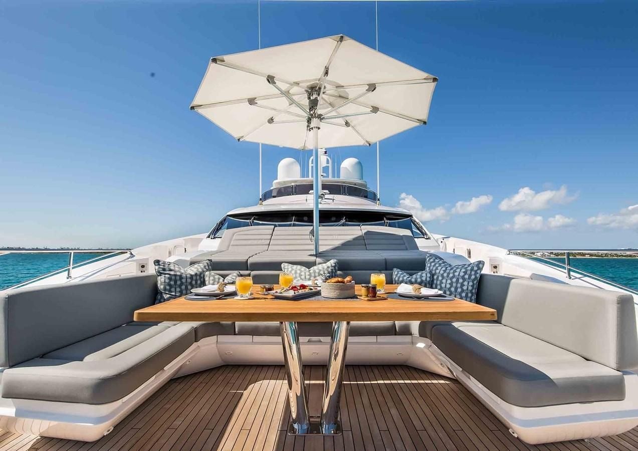 a boat on a deck aboard CAPTAIN MORGAN III Yacht for Sale