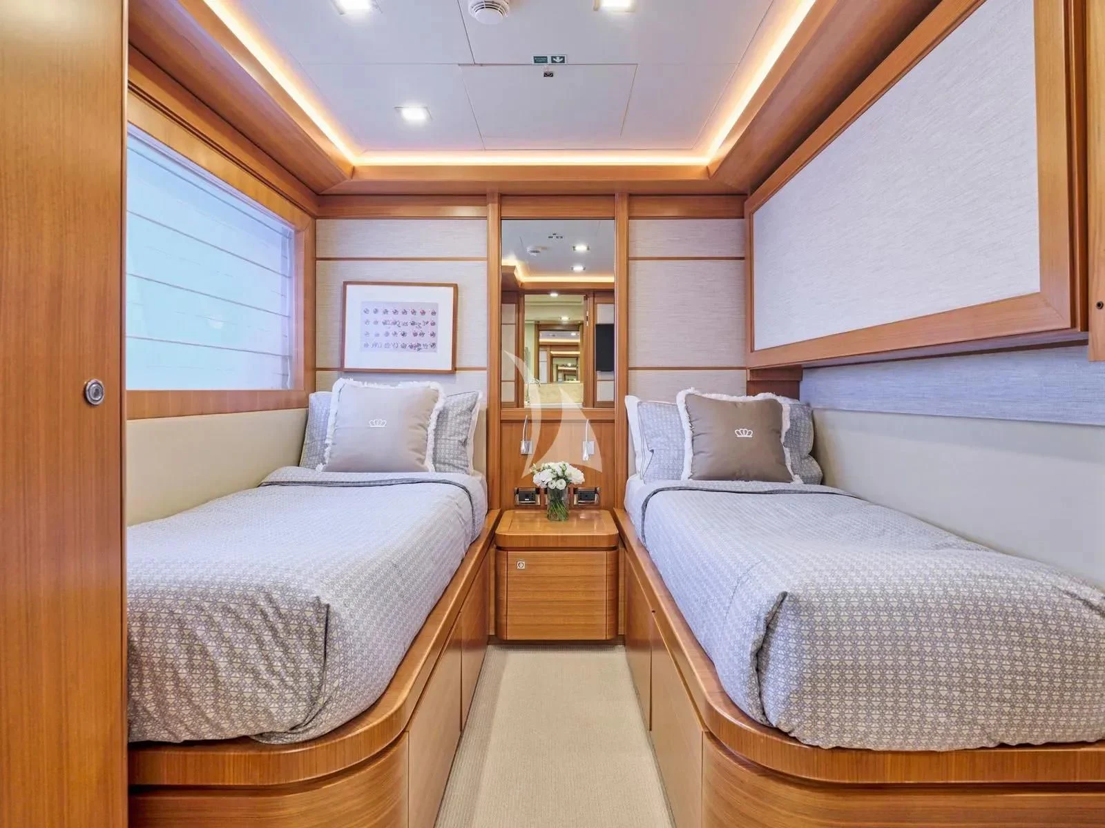 a room with two beds aboard BEST OFF Yacht for Charter