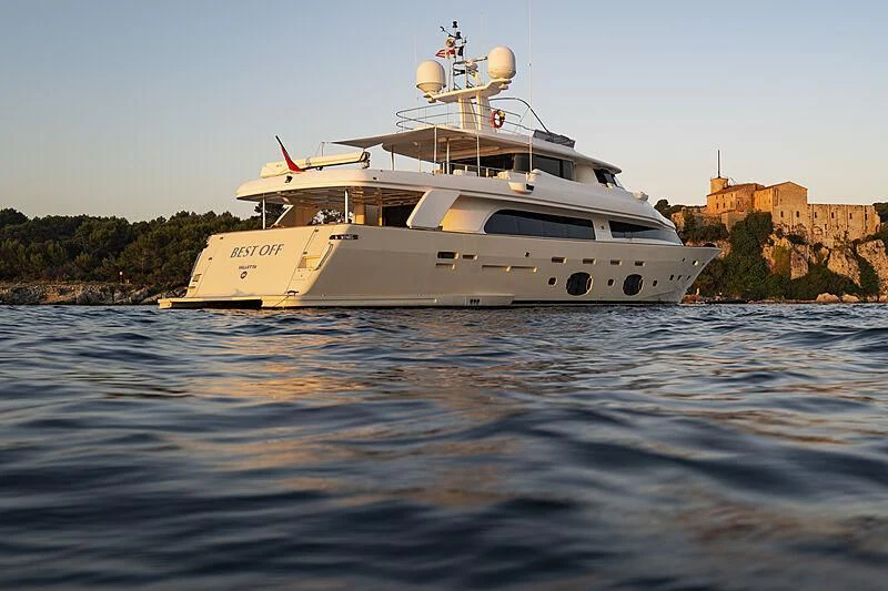 a large white boat on water aboard BEST OFF Yacht for Charter
