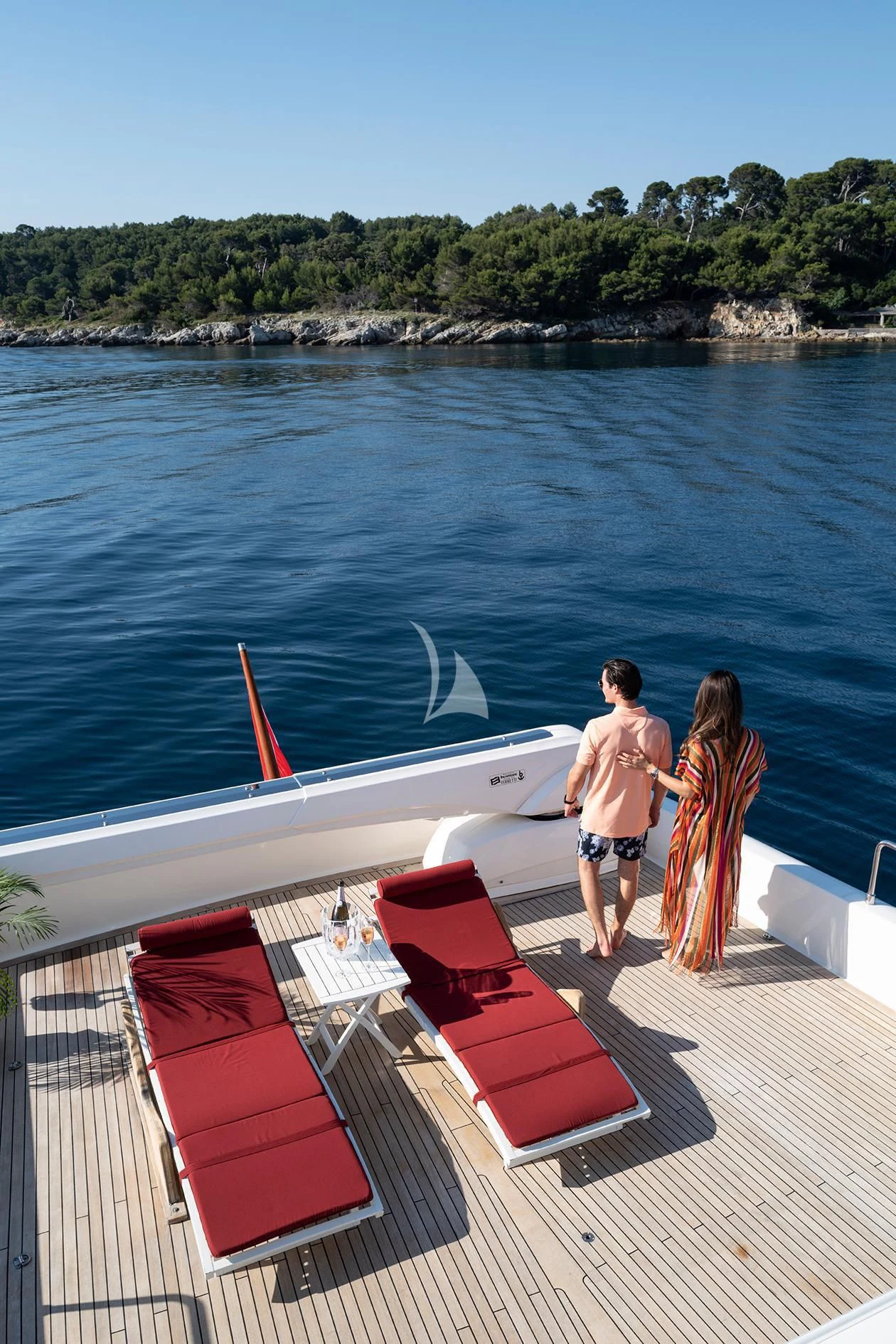 a couple people on a boat aboard BEST OFF Yacht for Charter