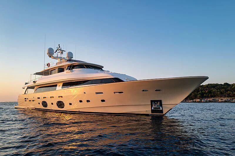 a large white yacht on the water aboard BEST OFF Yacht for Charter