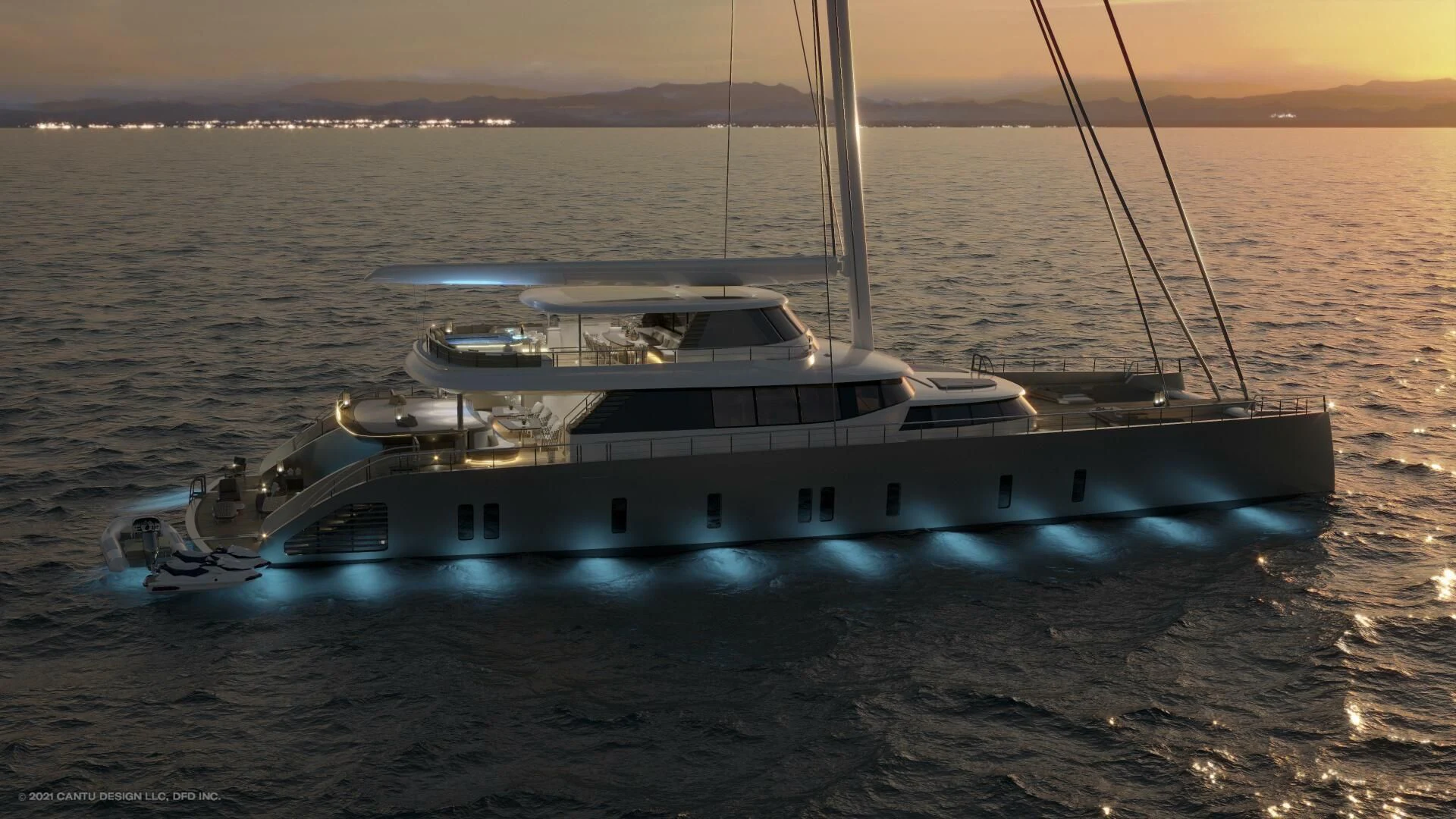 a boat in the water aboard PROJECT GARFIELD Yacht for Sale