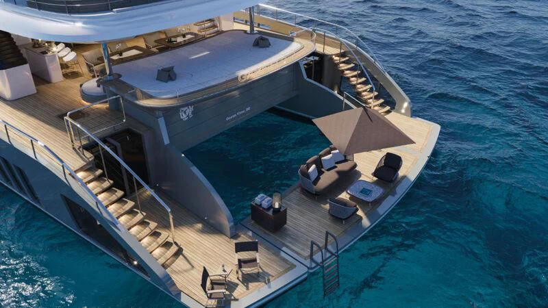 a large ship in the water aboard PROJECT GARFIELD Yacht for Sale