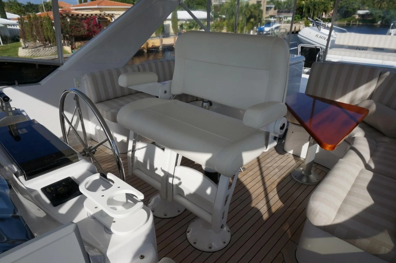 a white car with a large hood aboard SWEET LADY Yacht for Sale