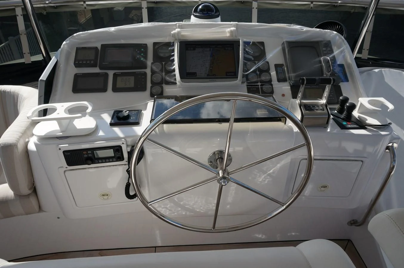 the inside of a car aboard SWEET LADY Yacht for Sale