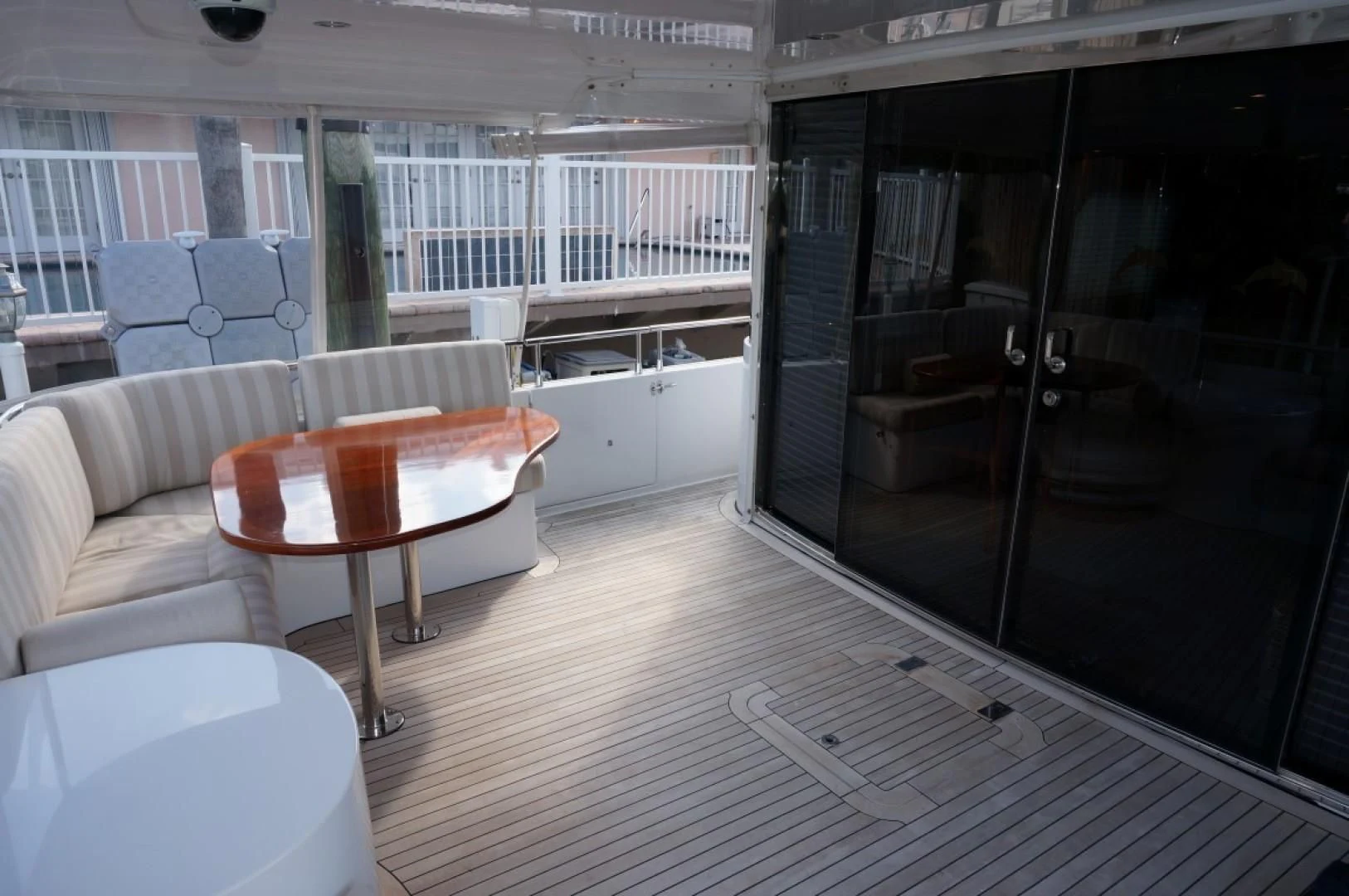 a room with a table and chairs aboard SWEET LADY Yacht for Sale