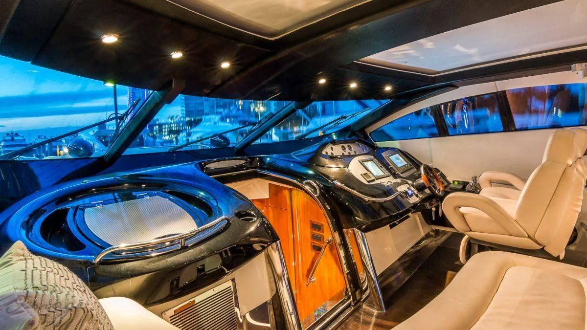 inside of a car aboard H2 Yacht for Sale