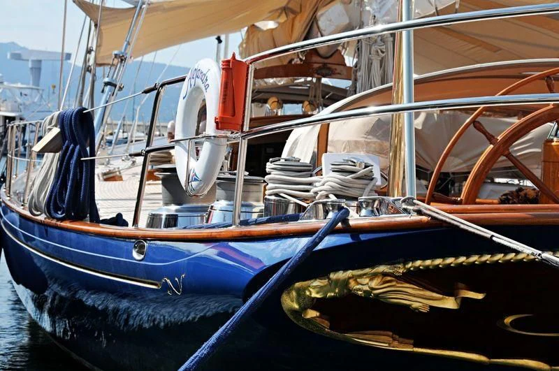 a boat with a large engine aboard ALEJANDRA Yacht for Sale