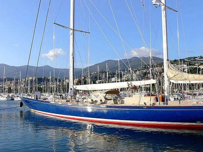 a boat docked at a pier aboard ALEJANDRA Yacht for Sale