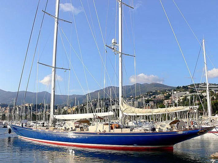 a boat docked at a pier aboard ALEJANDRA Yacht for Sale