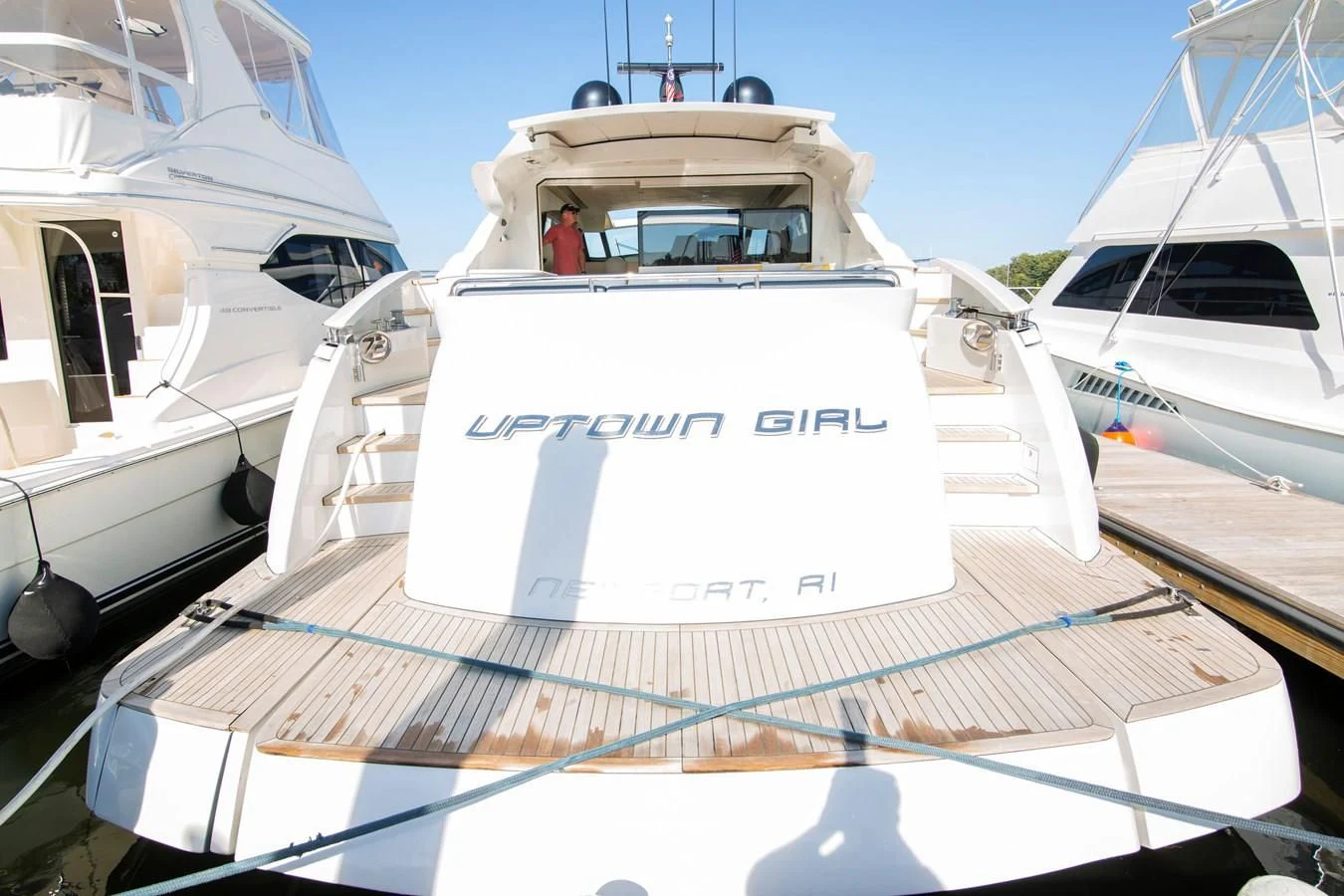 a boat on a dock aboard UPTOWN GIRL Yacht for Sale