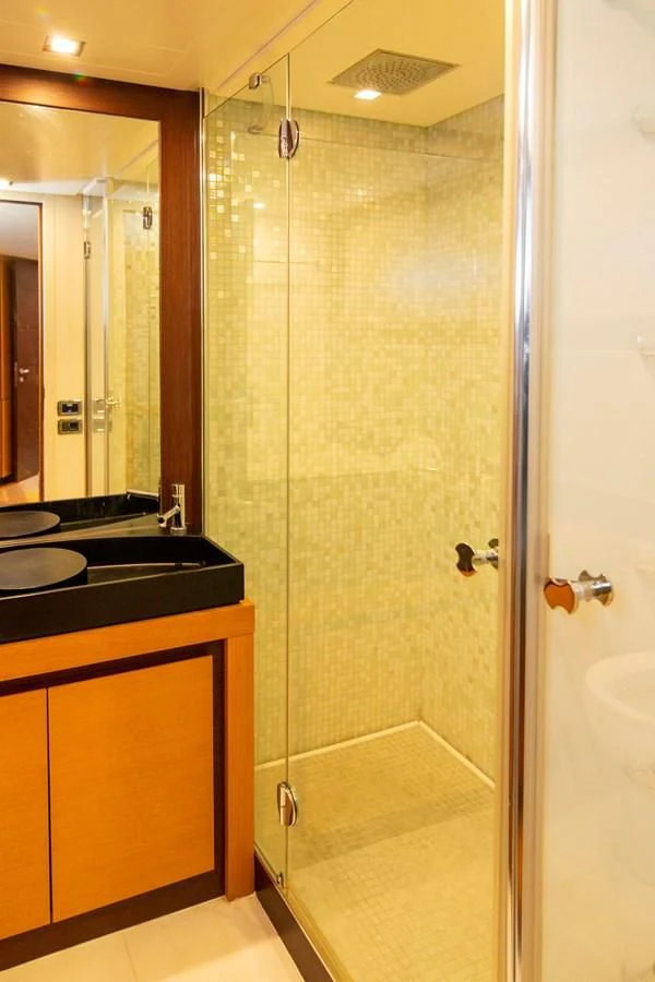 a shower unit in a bathroom aboard UPTOWN GIRL Yacht for Sale