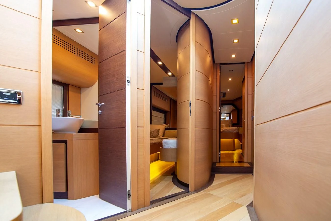 a bathroom with a large shower aboard UPTOWN GIRL Yacht for Sale