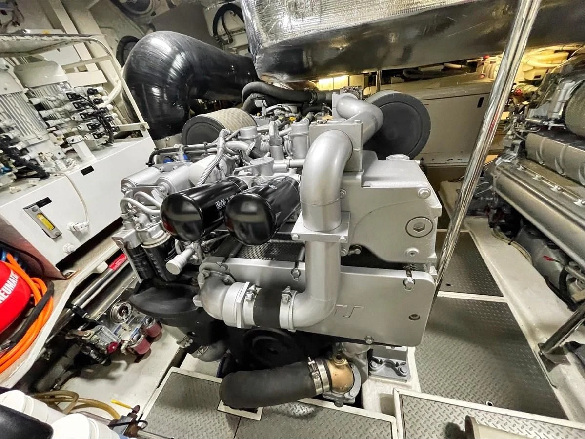 a car engine in a garage aboard UPTOWN GIRL Yacht for Sale