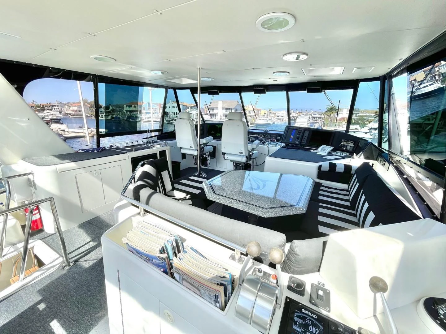 inside of a vehicle with many computers aboard AFTER MIDNIGHT Yacht for Sale