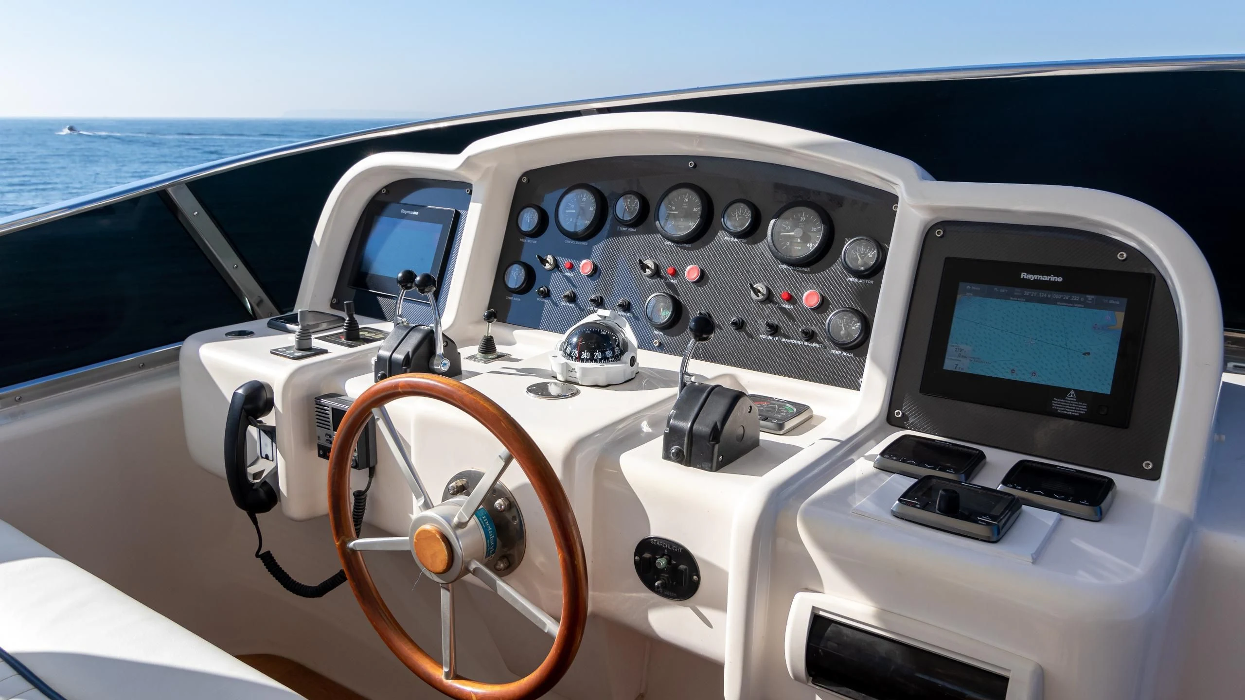 the inside of a car aboard LADY R Yacht for Sale