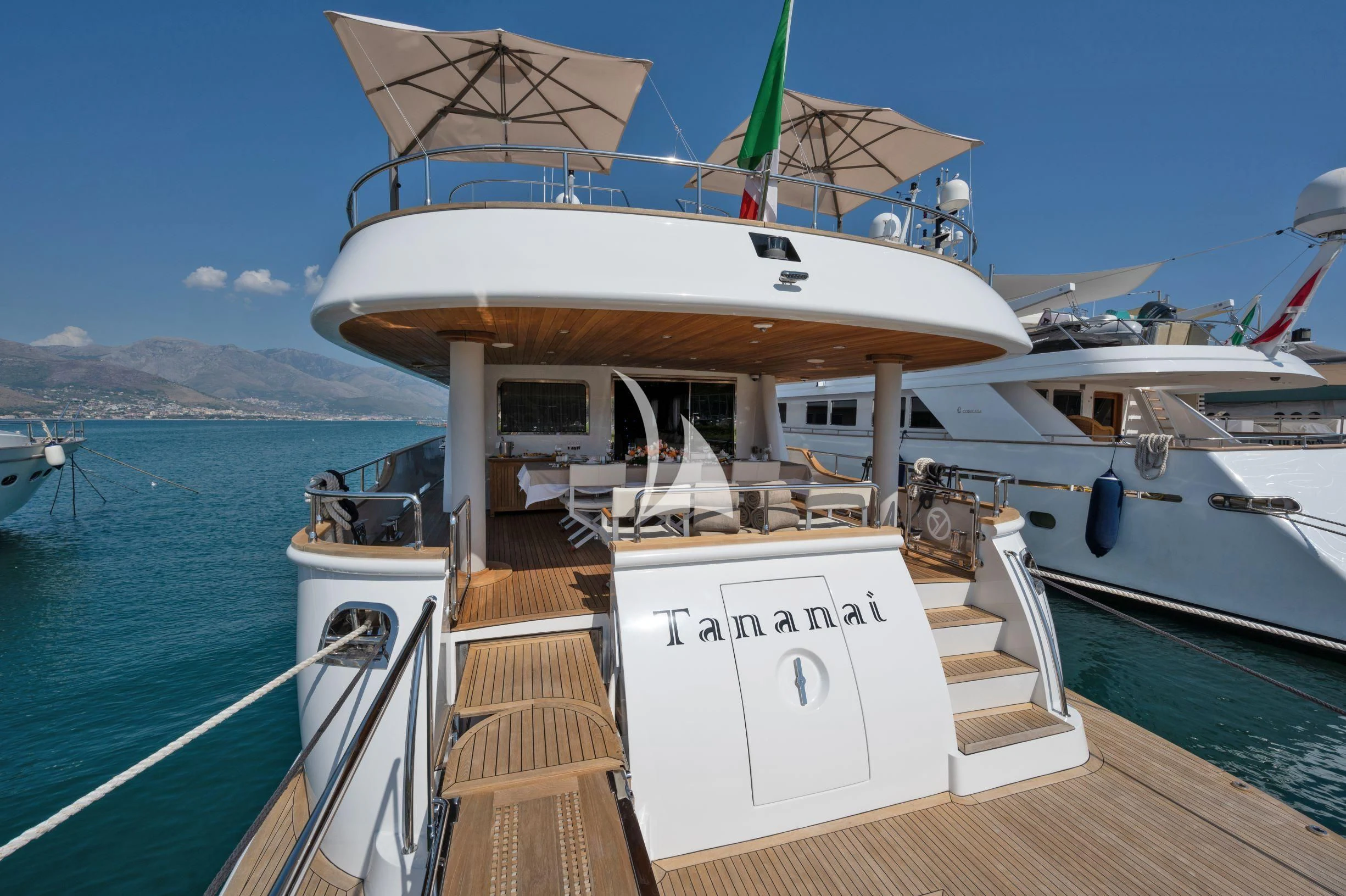 a boat on the water aboard TANANAI Yacht for Sale