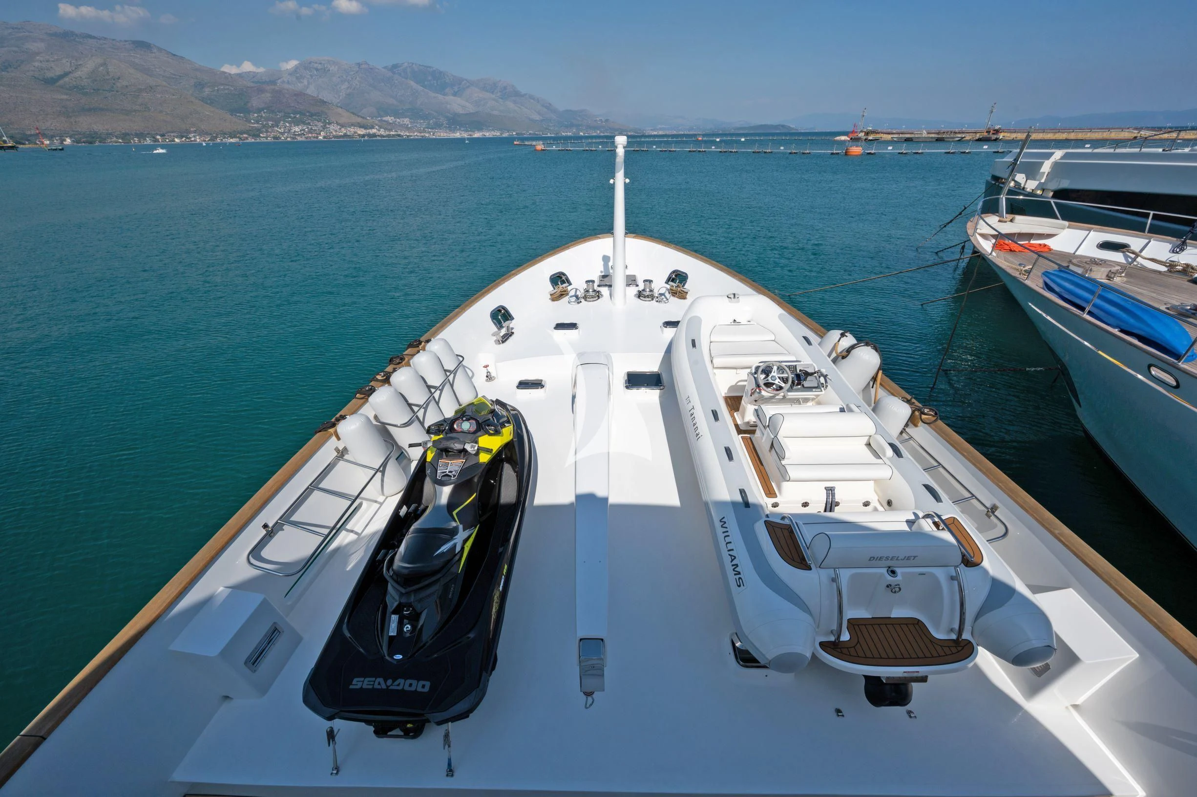a boat on the water aboard TANANAI Yacht for Sale